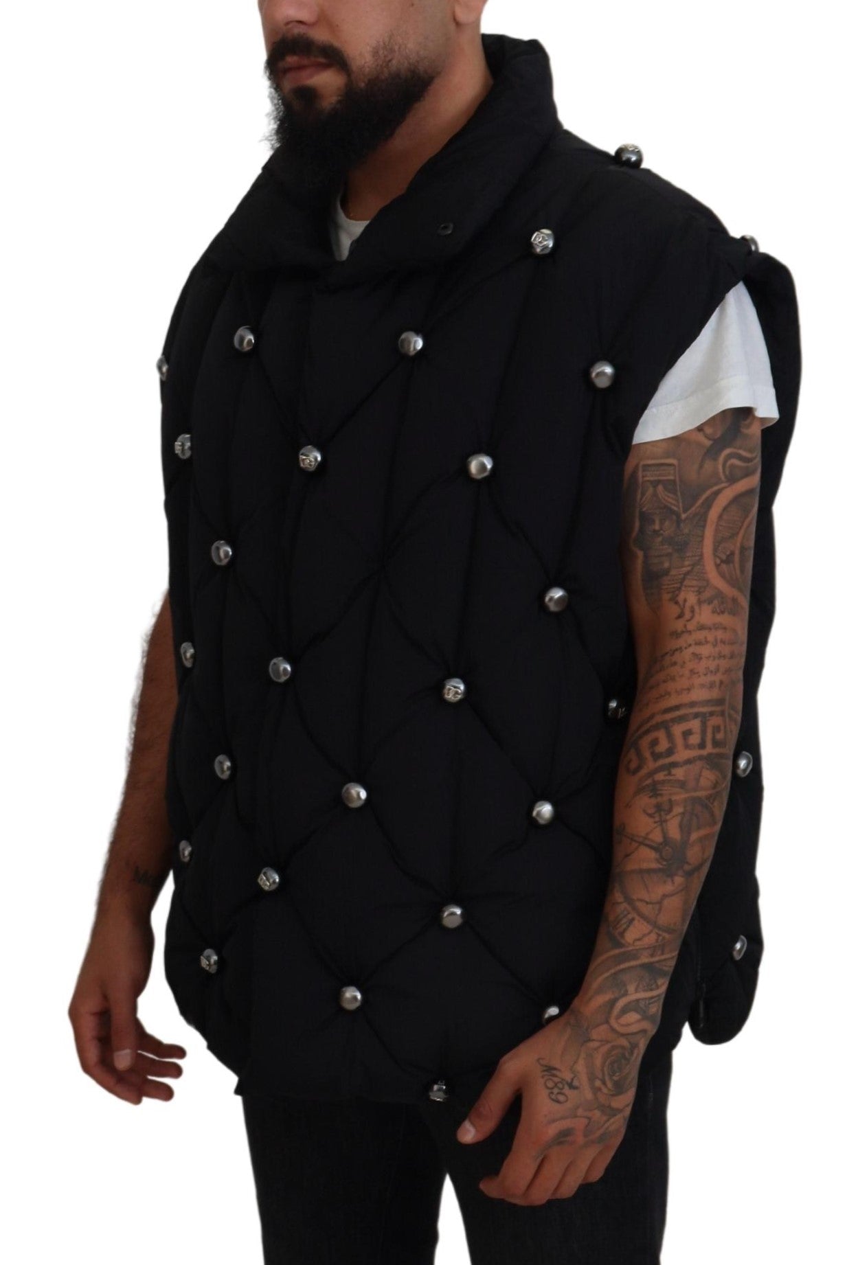Veste sans manches noire Dolce & Gabbana avec ornements métalliques DG