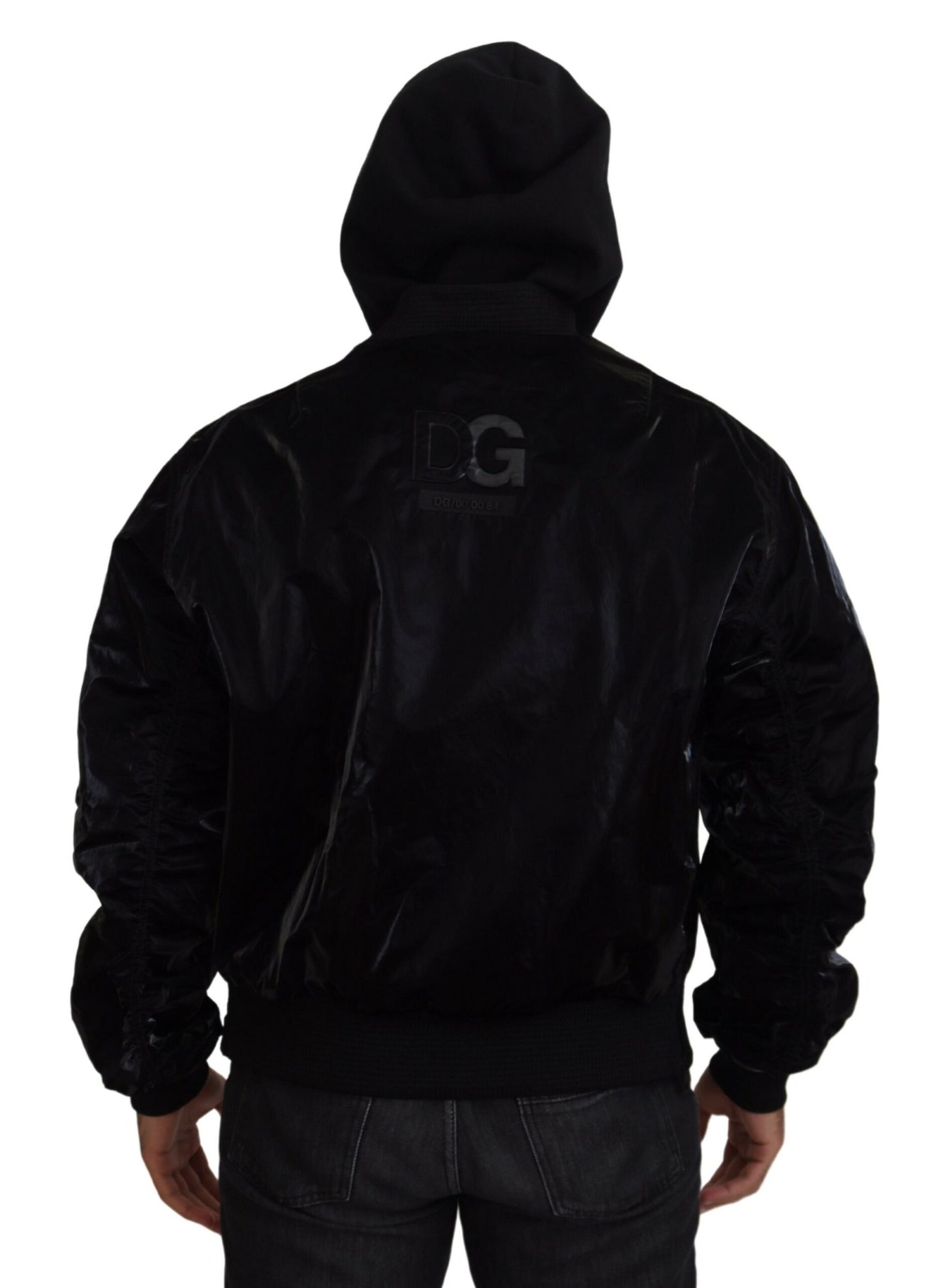 Blouson Bomber Dolce & Gabbana Noir en Nylon à Capuche et Fermeture Éclair Intégrale