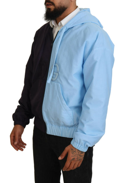 Veste homme Dolce & Gabbana noire et bleue DG à capuche entièrement zippée