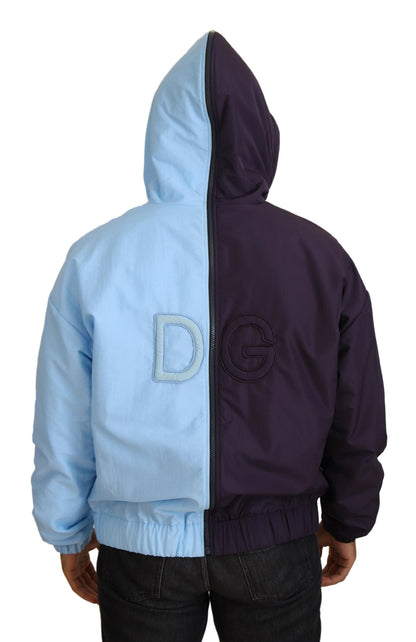Veste homme Dolce & Gabbana noire et bleue DG à capuche entièrement zippée