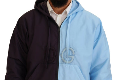 Veste homme Dolce & Gabbana noire et bleue DG à capuche entièrement zippée