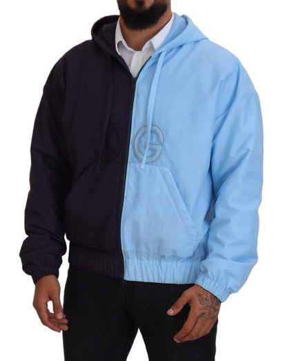 Veste homme Dolce & Gabbana noire et bleue DG à capuche entièrement zippée
