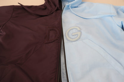 Veste homme Dolce & Gabbana noire et bleue DG à capuche entièrement zippée