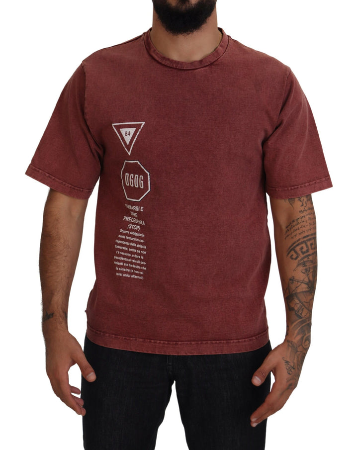 T-shirt Dolce & Gabbana col rond manches courtes imprimé marron