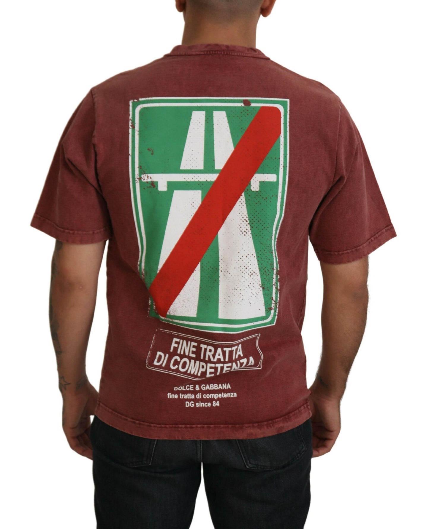 T-shirt Dolce & Gabbana col rond manches courtes imprimé marron