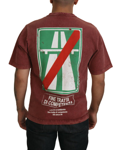 T-shirt Dolce & Gabbana col rond manches courtes imprimé marron