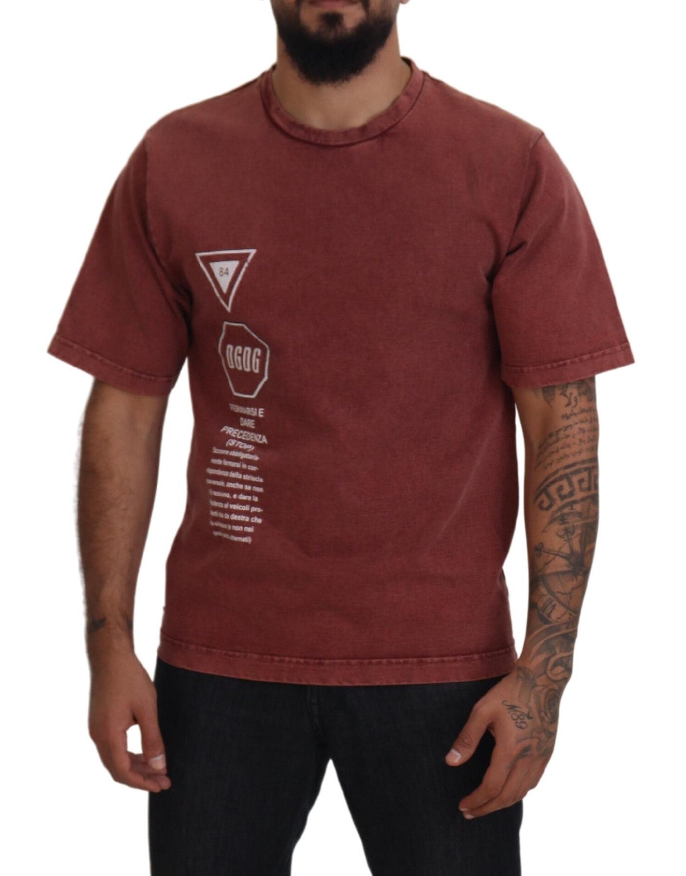T-shirt Dolce & Gabbana col rond manches courtes imprimé marron
