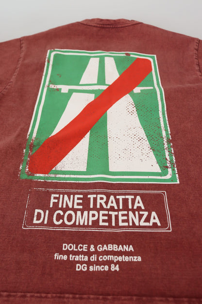T-shirt Dolce & Gabbana col rond manches courtes imprimé marron
