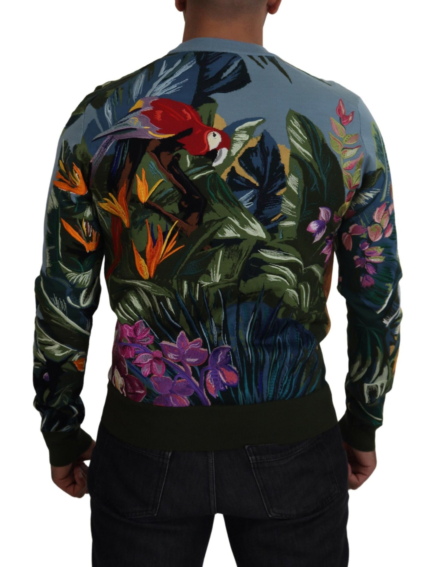 Pull Dolce & Gabbana en laine multicolore motif jungle avec logo