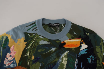 Pull Dolce & Gabbana en laine multicolore motif jungle avec logo