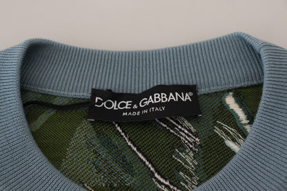 Pull Dolce & Gabbana en laine multicolore motif jungle avec logo