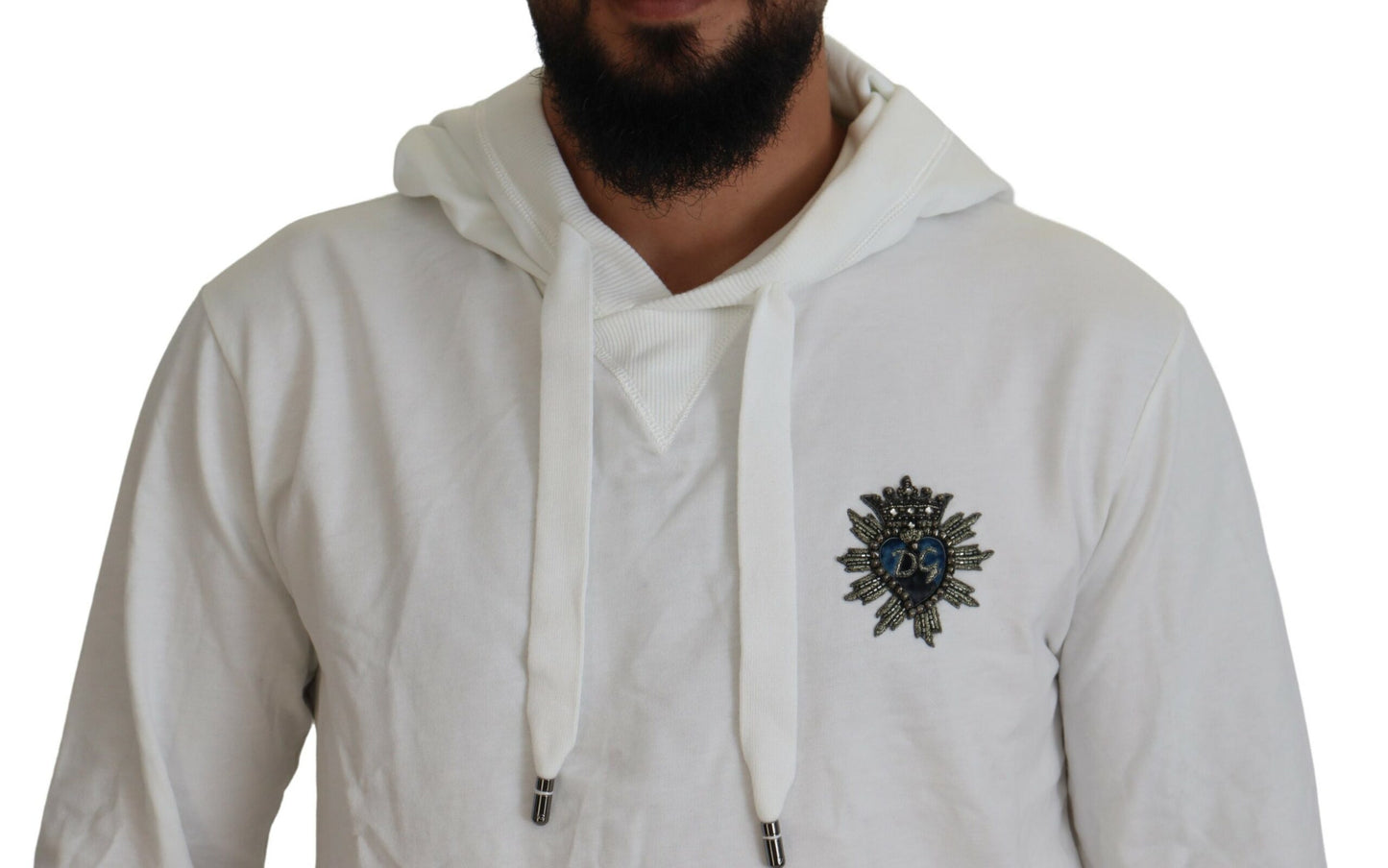 Sweat à capuche Dolce & Gabbana en coton blanc avec logo