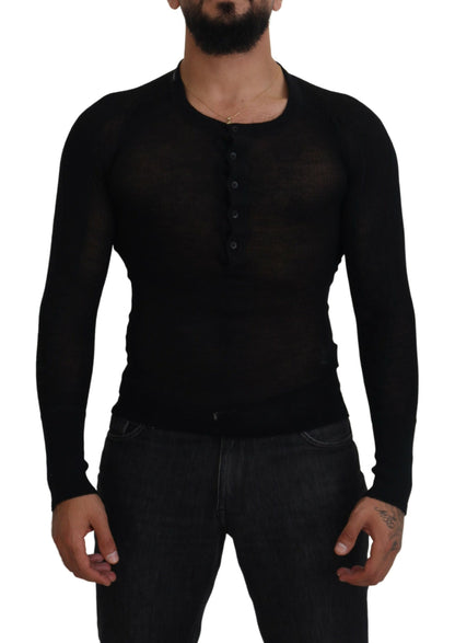 Pull-over en cachemire noir boutonné Dolce & Gabbana