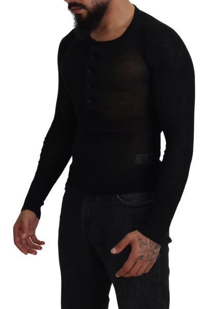 Pull-over en cachemire noir boutonné Dolce & Gabbana