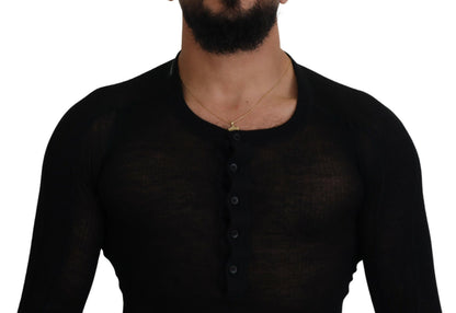 Pull-over en cachemire noir boutonné Dolce & Gabbana