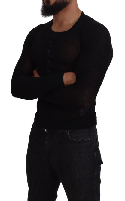 Pull-over en cachemire noir boutonné Dolce & Gabbana