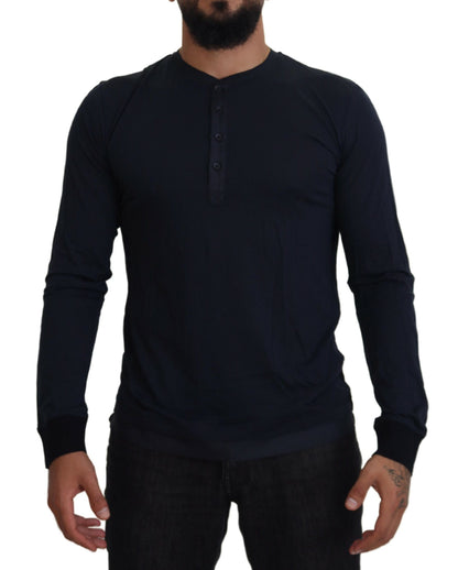 Pull Dolce & Gabbana en coton bleu à col rond et boutons