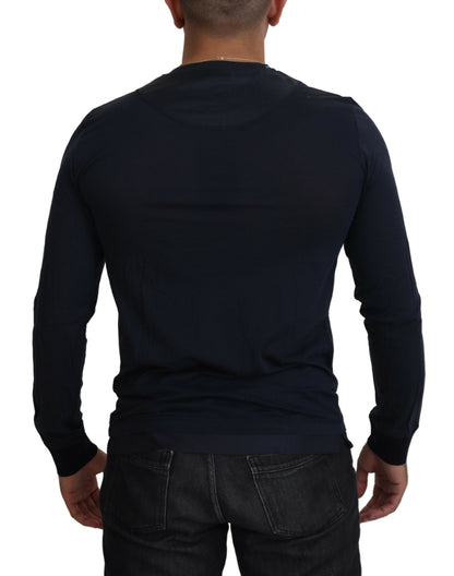 Pull Dolce & Gabbana en coton bleu à col rond et boutons