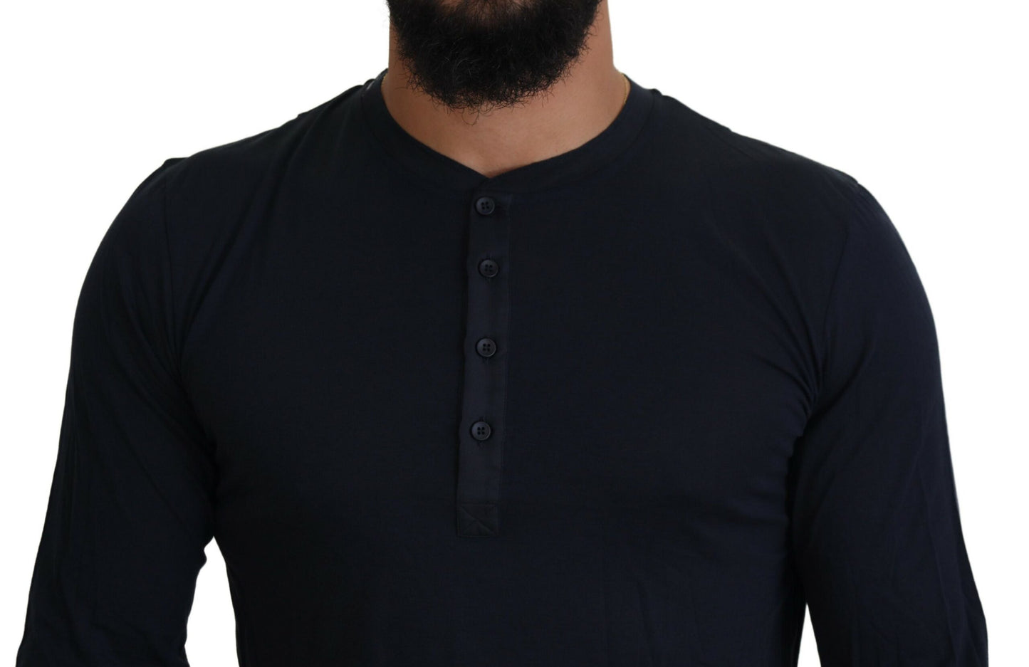 Pull Dolce & Gabbana en coton bleu à col rond et boutons