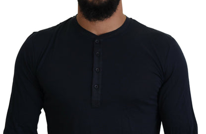 Pull Dolce & Gabbana en coton bleu à col rond et boutons