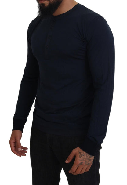 Pull Dolce & Gabbana en coton bleu à col rond et boutons