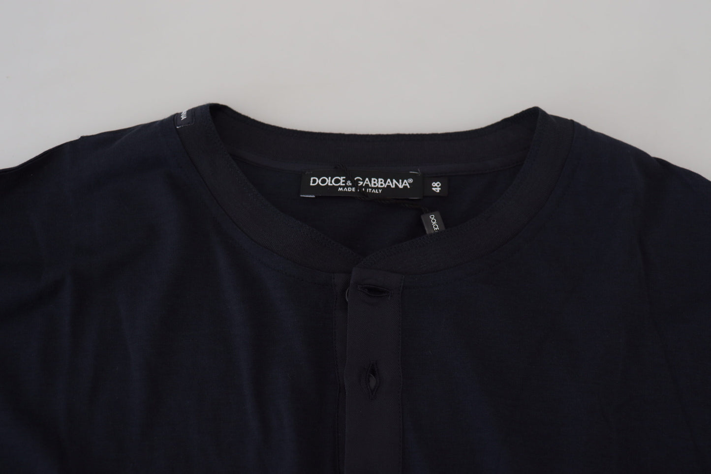Pull Dolce & Gabbana en coton bleu à col rond et boutons