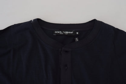 Pull Dolce & Gabbana en coton bleu à col rond et boutons