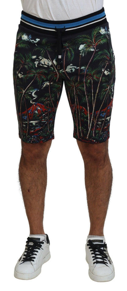 Short décontracté Dolce & Gabbana en coton noir imprimé Volcano