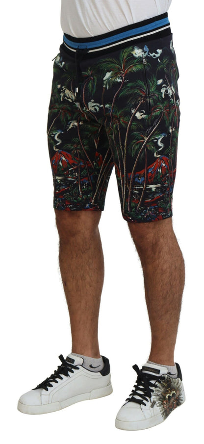Short décontracté Dolce & Gabbana en coton noir imprimé Volcano