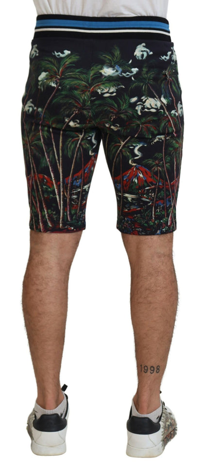 Short décontracté Dolce & Gabbana en coton noir imprimé Volcano