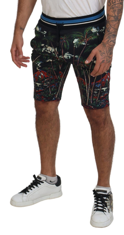 Short décontracté Dolce & Gabbana en coton noir imprimé Volcano