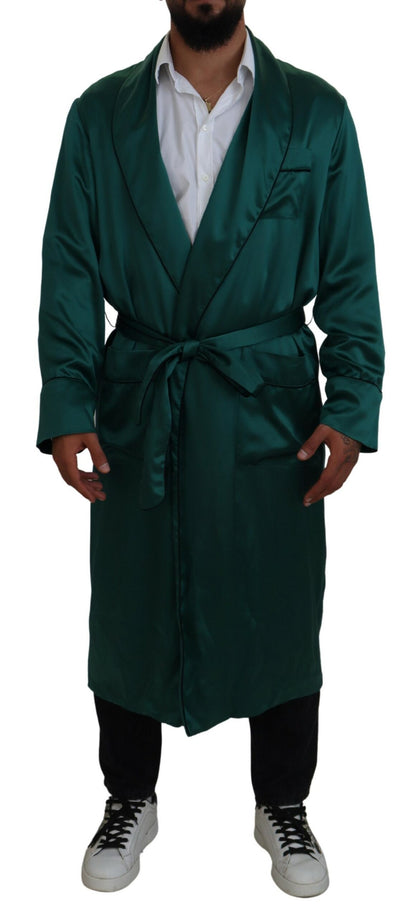 Robe de nuit Dolce & Gabbana en soie verte avec ceinture à la taille