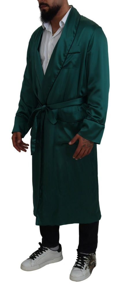 Robe de nuit Dolce & Gabbana en soie verte avec ceinture à la taille