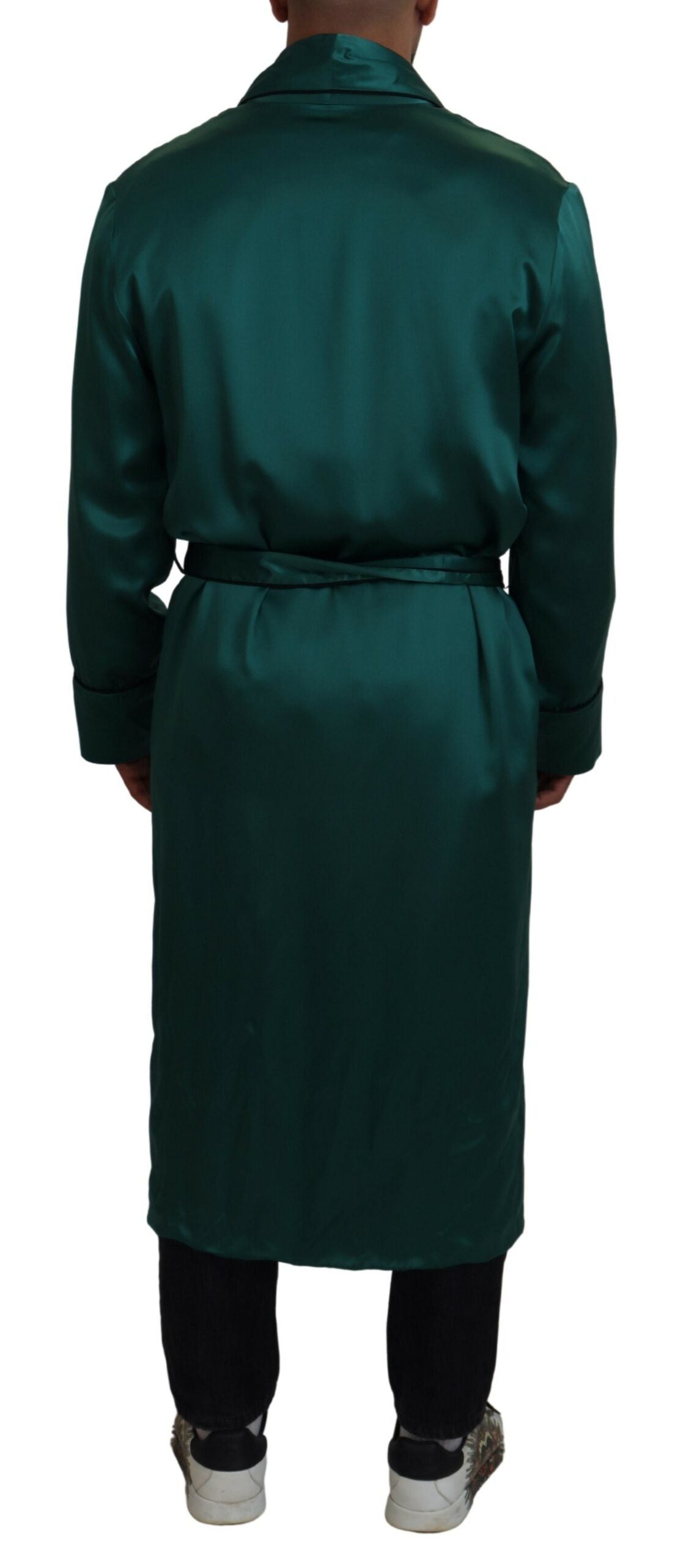 Robe de nuit Dolce & Gabbana en soie verte avec ceinture à la taille