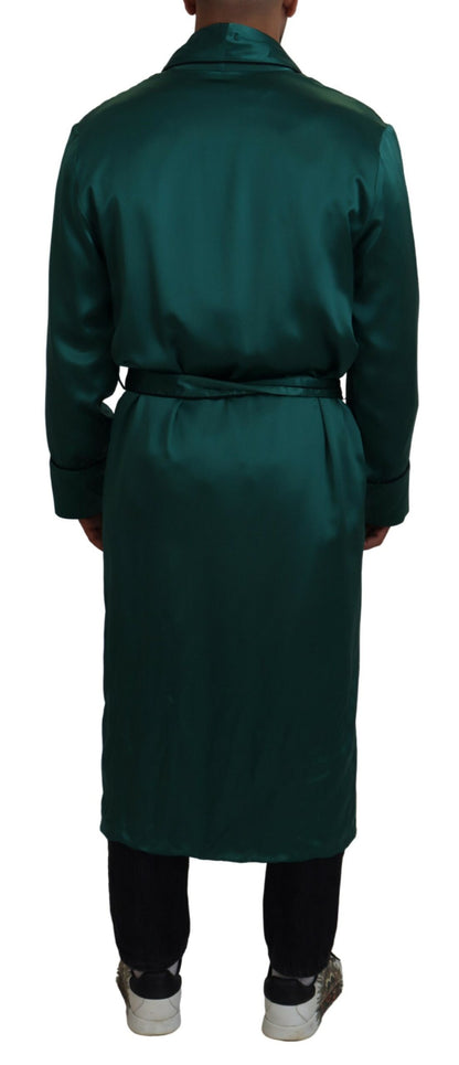 Robe de nuit Dolce & Gabbana en soie verte avec ceinture à la taille