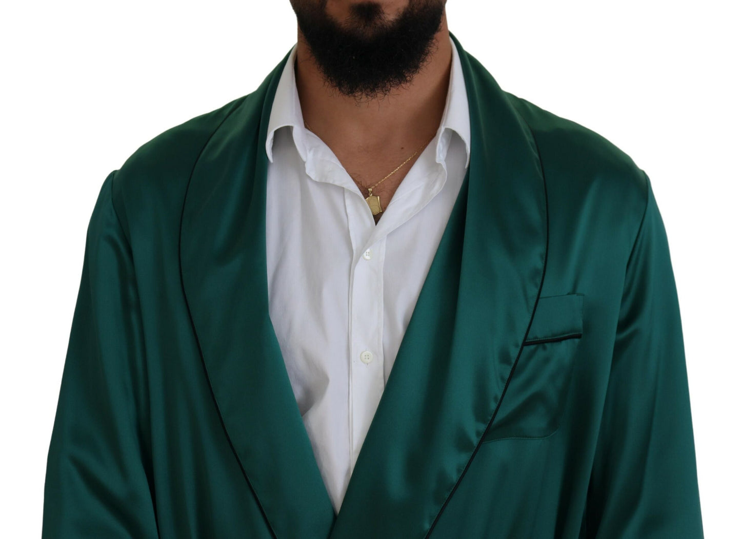 Robe de nuit Dolce & Gabbana en soie verte avec ceinture à la taille