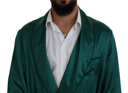 Robe de nuit Dolce & Gabbana en soie verte avec ceinture à la taille