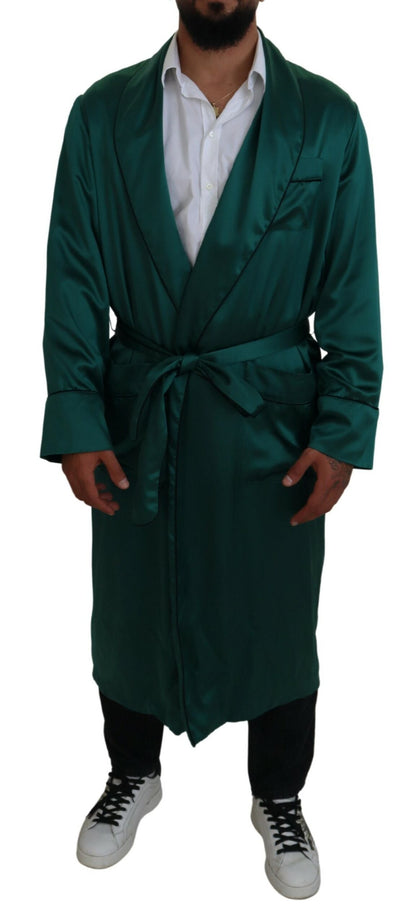 Robe de nuit Dolce & Gabbana en soie verte avec ceinture à la taille