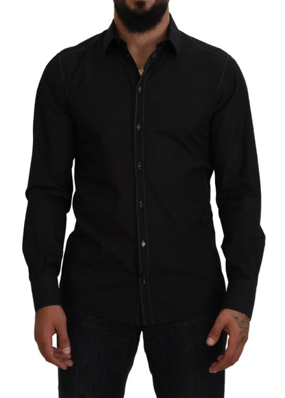 Chemise GOLD Dolce & Gabbana en coton noir à col et manches longues