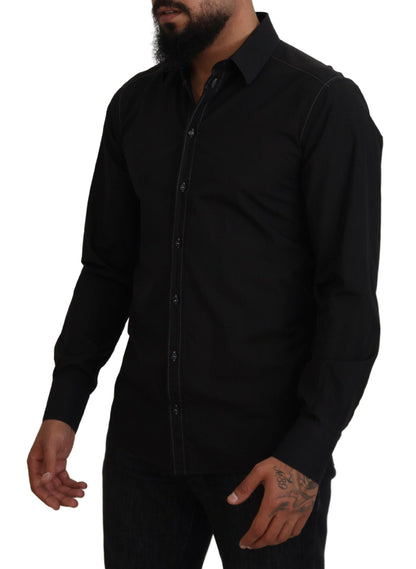 Chemise GOLD Dolce & Gabbana en coton noir à col et manches longues