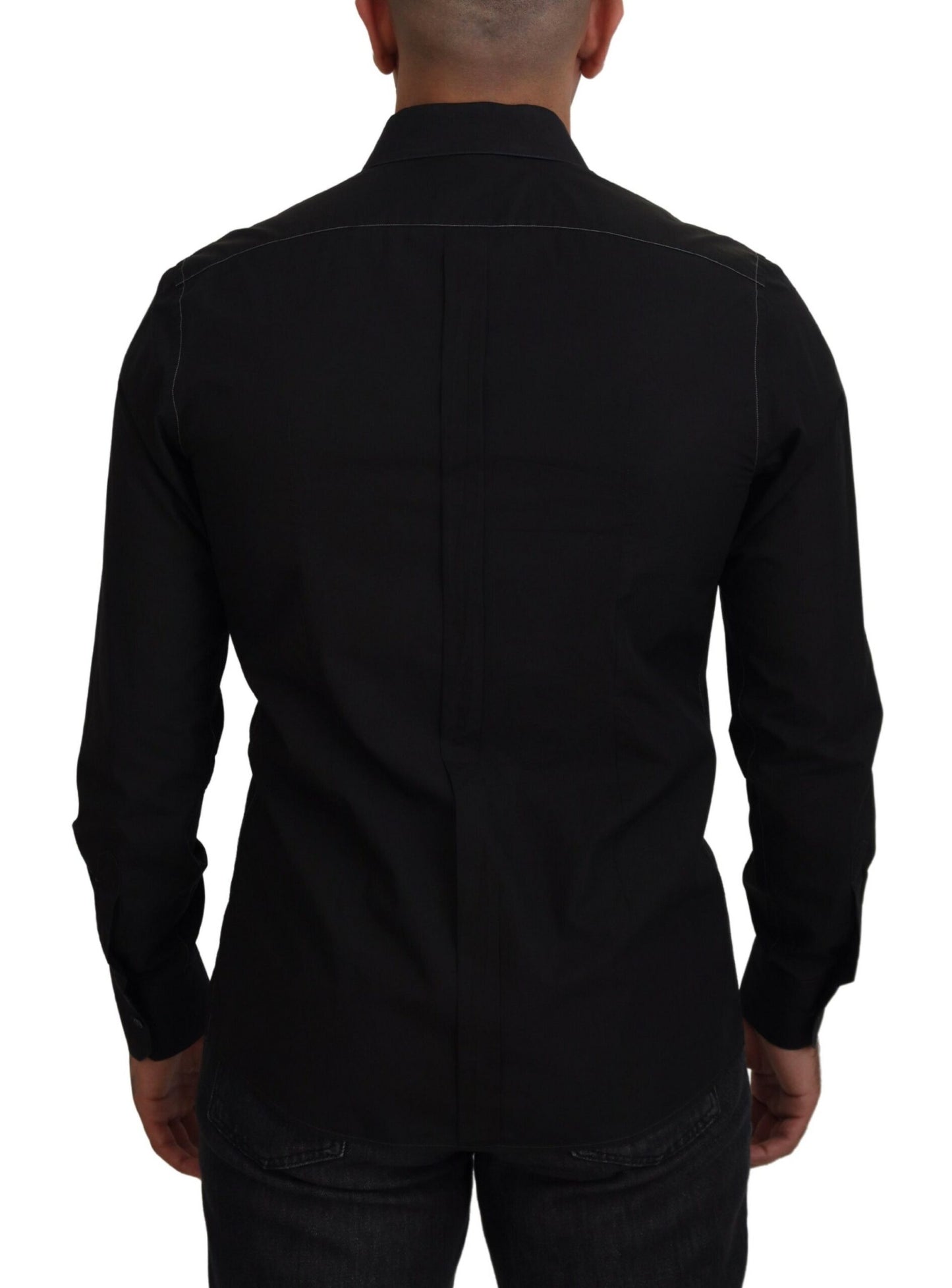 Chemise GOLD Dolce & Gabbana en coton noir à col et manches longues