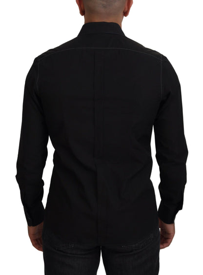 Chemise GOLD Dolce & Gabbana en coton noir à col et manches longues