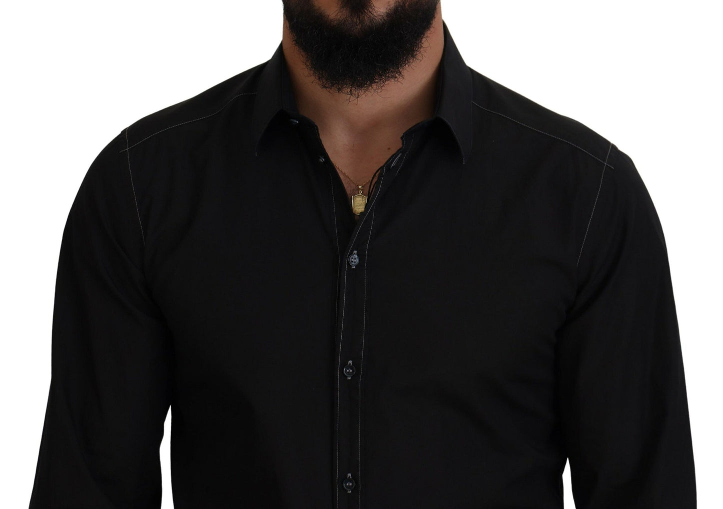 Chemise GOLD Dolce & Gabbana en coton noir à col et manches longues