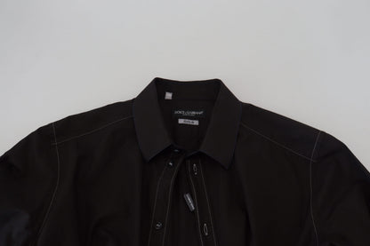 Chemise GOLD Dolce & Gabbana en coton noir à col et manches longues