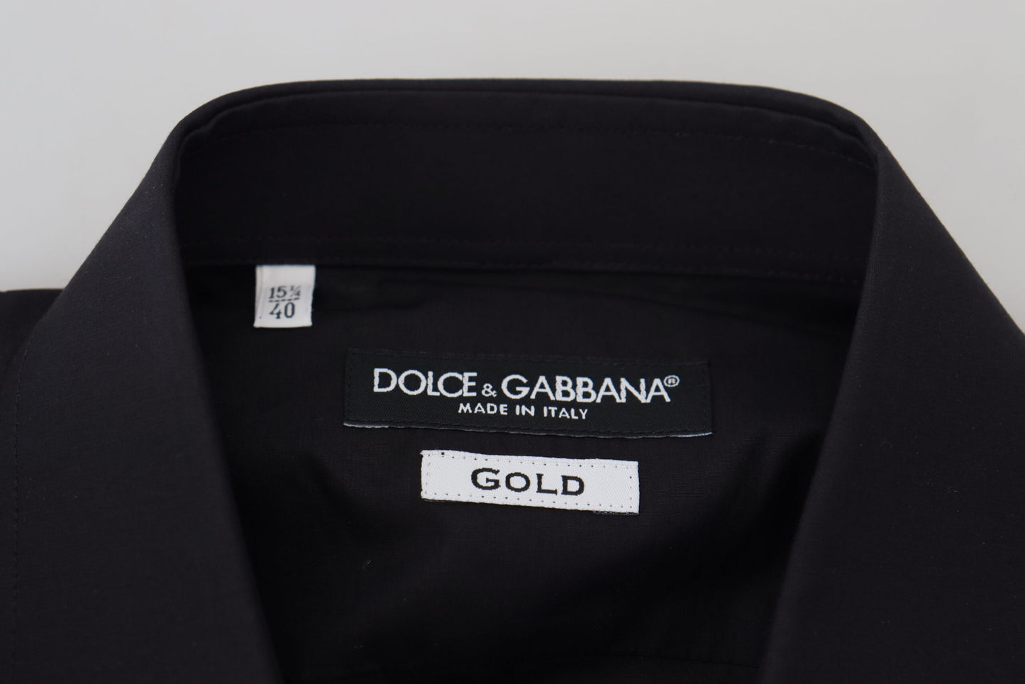 Chemise Dolce & Gabbana Noire Broderie Florale Homme Manches Longues GOLD
