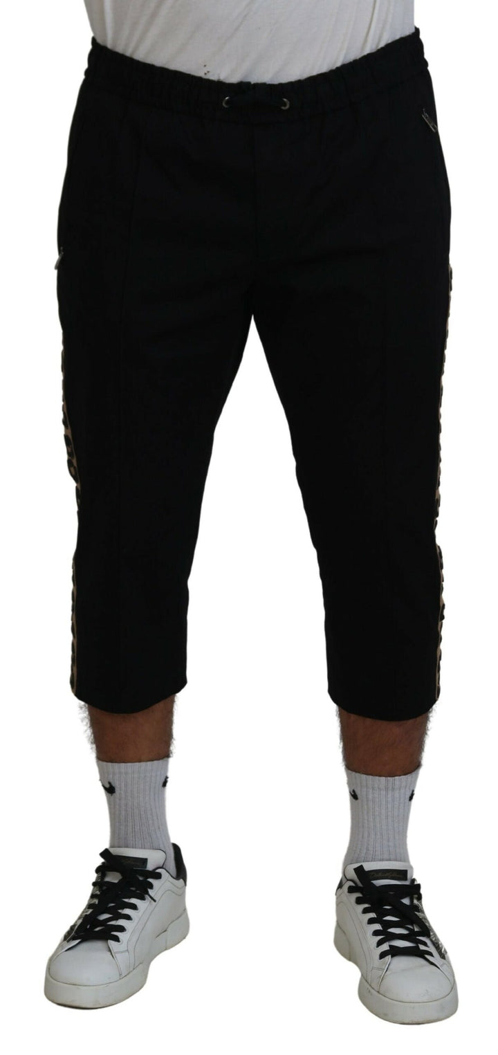 Pantalon court Dolce & Gabbana en coton noir avec taille élastique et logo DG