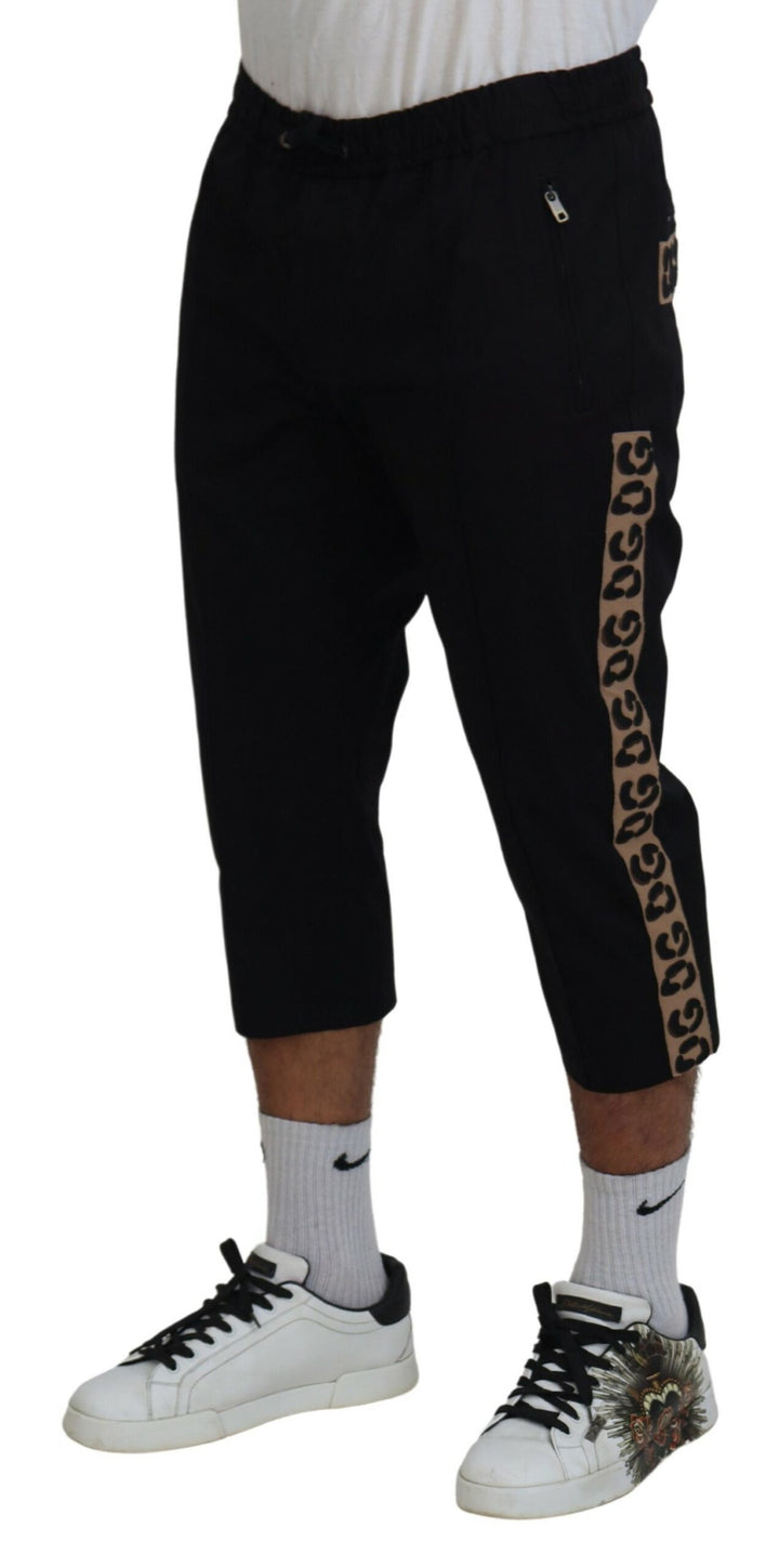 Pantalon court Dolce & Gabbana en coton noir avec taille élastique et logo DG