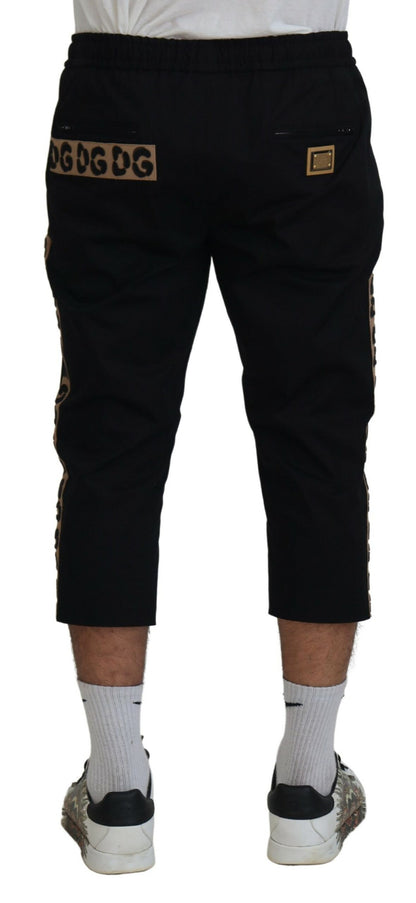 Pantalon court Dolce & Gabbana en coton noir avec taille élastique et logo DG