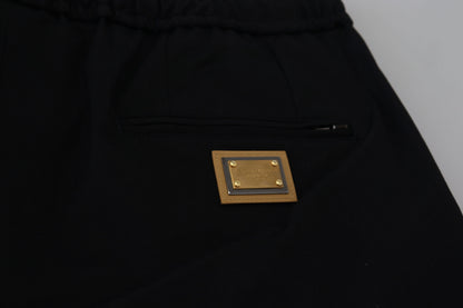 Pantalon court Dolce & Gabbana en coton noir avec taille élastique et logo DG