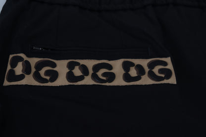 Pantalon court Dolce & Gabbana en coton noir avec taille élastique et logo DG